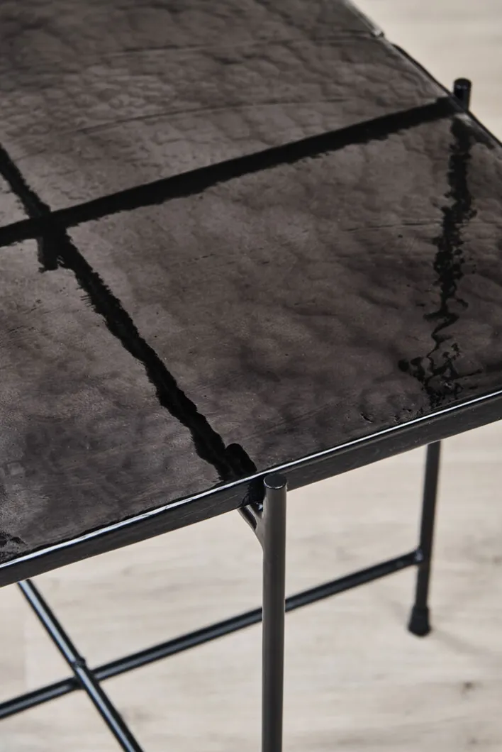 Couchtisch 50 x 45 cm Casted Glass black