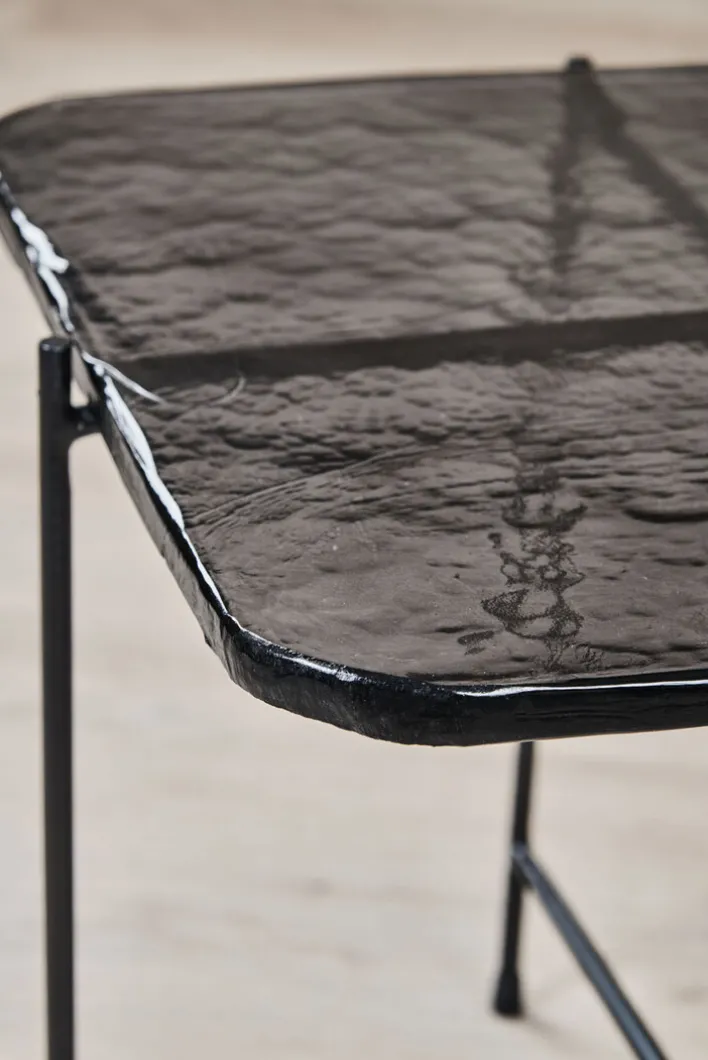 Couchtisch 50 x 45 cm Casted Glass black