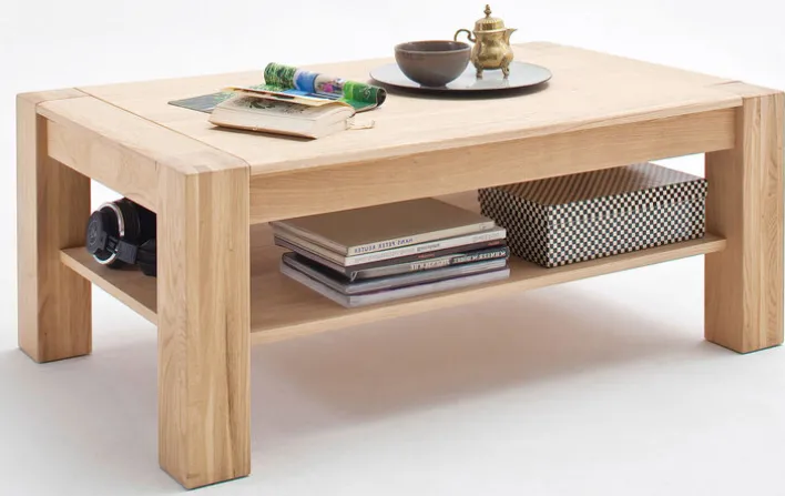 Couchtisch 115 x 70 cm Eiche bianco teilmassiv