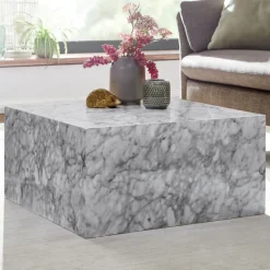 Couchtisch 60 x 60 cm Marmor Optik Grau