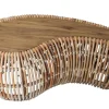 Couchtisch 120 x 45 cm Rattan/recyceltes Teak natur