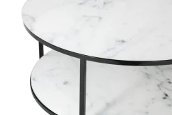 Couchtisch 80 x 80 cm rund schwarz/weiß mit Ablage