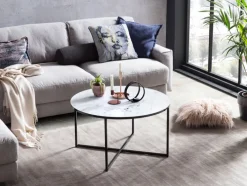 Couchtisch 80 x 80 cm rund schwarz/weiß