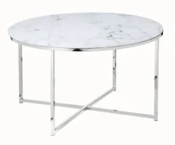 Couchtisch 80 x 80 cm rund weiß/chrom