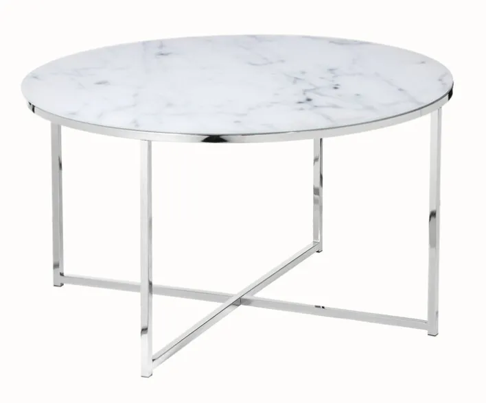 Couchtisch 80 x 80 cm rund weiß/chrom