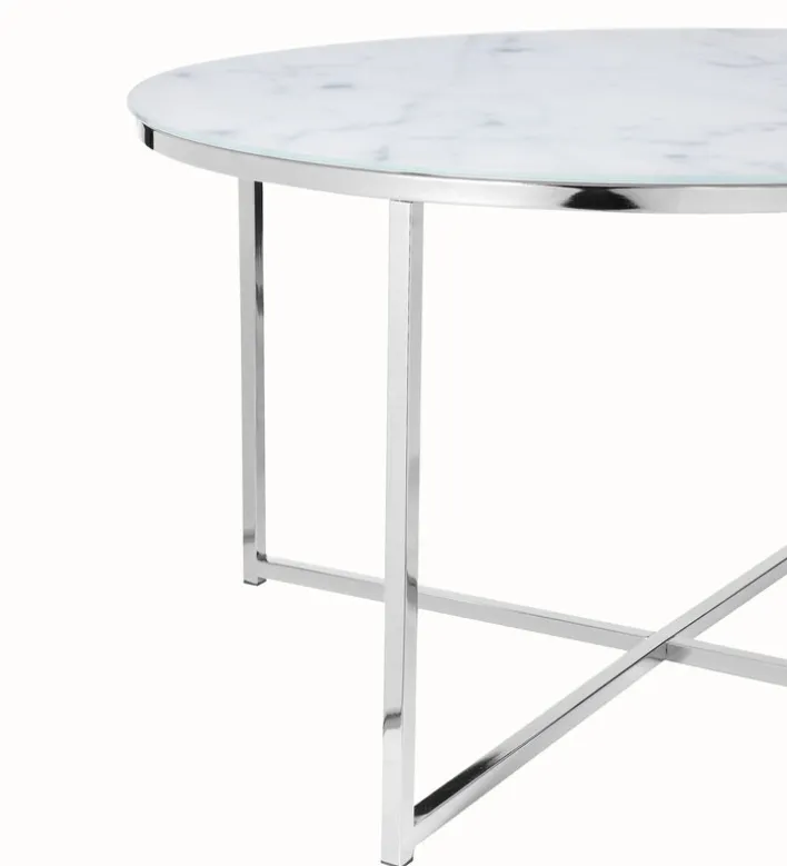Couchtisch 80 x 80 cm rund weiß/chrom