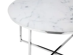 Couchtisch 80 x 80 cm rund weiß/chrom