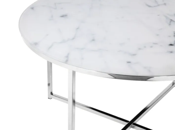 Couchtisch 80 x 80 cm rund weiß/chrom