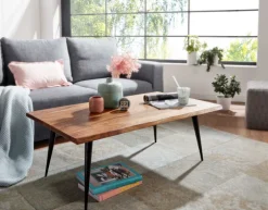 Couchtisch 110 x 60 cm Schwarz/ Sheesham massiv