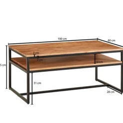 Couchtisch 100 x 60 cm Schwarz/ Akazie massiv