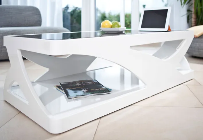 Couchtisch 120 x 60 cm weiß / schwarz