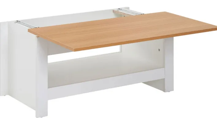 Couchtisch 85 x 47 cm weiß/ braun