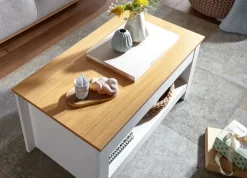 Couchtisch 85 x 47 cm weiß/ braun