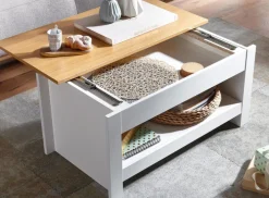 Couchtisch 85 x 47 cm weiß/ braun