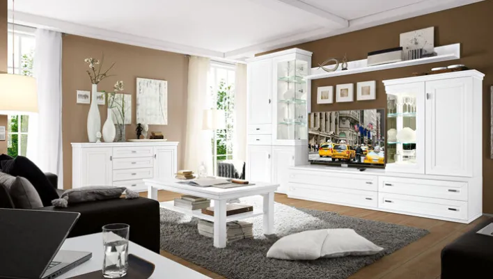 Couchtisch 120 x 45 x 70 cm Holznachbildung in Lack Weiß