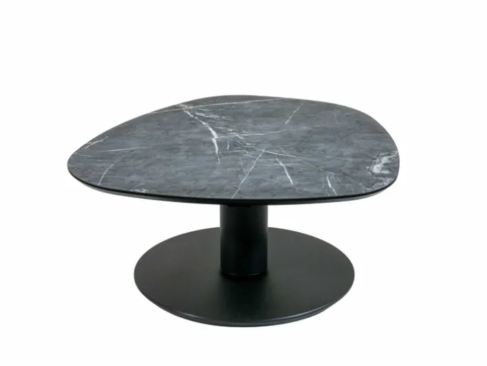 Couchtisch 80 x 80 x 38,5 lackiert, Optik Marmor Marble Grigio Grau