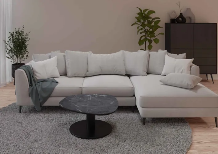 Couchtisch 80 x 80 x 38,5 lackiert, Optik Marmor Marble Grigio Grau