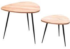 Couchtisch 2er Set Schwarz/ Akazie massiv