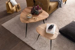 Couchtisch 2er Set Schwarz/ Akazie massiv