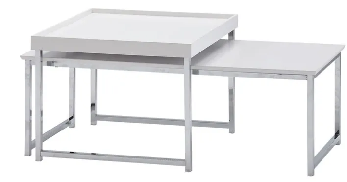 Couchtisch 2er Set Silberfarbig/ Weiß