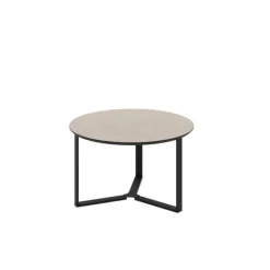 Couchtisch LESSA 2er Set, Holznachbildung/Metall, 80 x 80 x 45 cm, 60 x 60 x 40 cm, melaminbeschichtet/pulverbeschichtet, rund