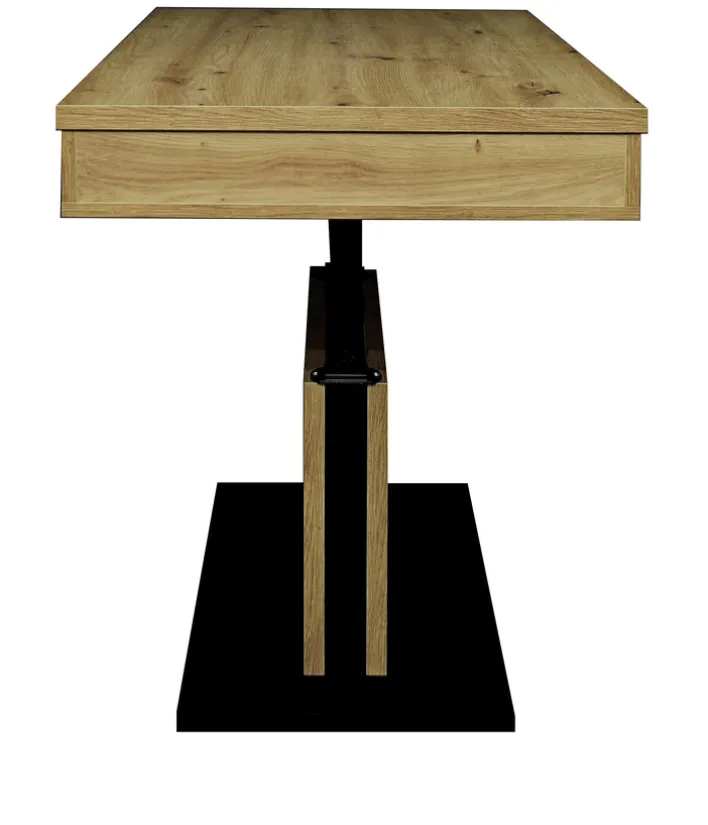 Couchtisch LIFT 110x60 cm Vulkanschwarz Supermatt / Asteiche Dekor