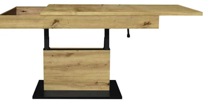 Couchtisch LIFT 110x60 cm Vulkanschwarz Supermatt / Asteiche Dekor