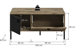 Couchtisch Lou 100 x 60 x 48 cm Nox Oak Nachbildung Braun