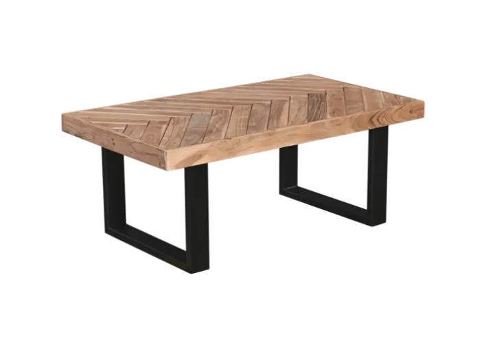 Couchtisch LUANDA 110 x 60 cm Massivholz Akazie natur/schwarz