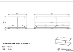 Couchtisch MIAMI 109 x 59 cm Kaschmir/ Nussbaum