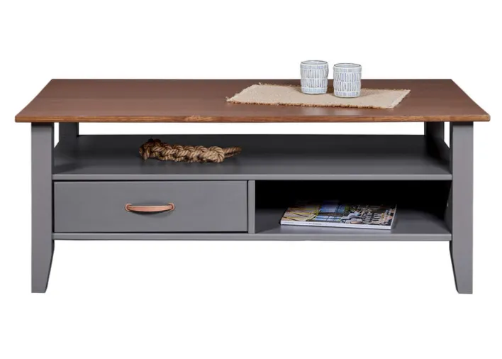 Couchtisch NICLAS 115x45x60 cm Massivholz grau/braun