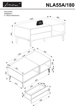 Couchtisch NOLA 100 x 55 cm Artisan Oak/schwarz