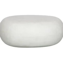 Couchtisch PEBBLE 65x49 cm oval Betonoptik Weiß