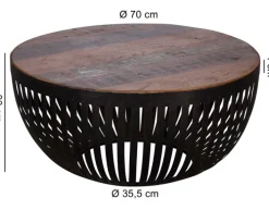 Couchtisch rund 70 cm braun/ schwarz