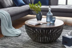 Couchtisch rund 70 cm braun/ schwarz