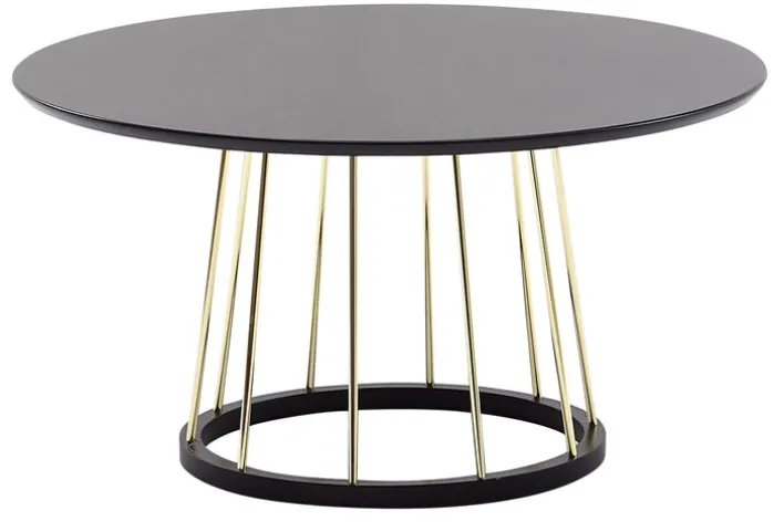 Couchtisch rund 80 cm Goldfarbig/ Schwarz