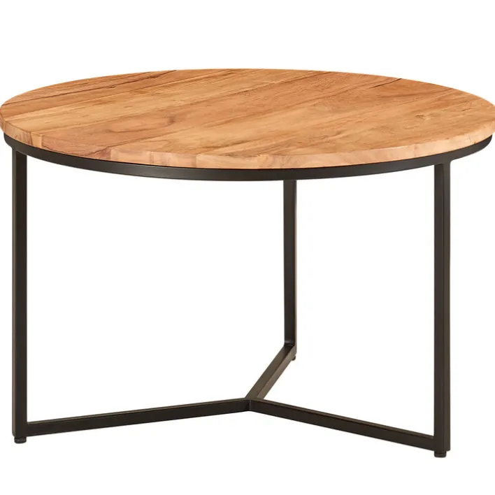 Couchtisch rund 60 cm Schwarz/ Akazie massiv