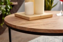 Couchtisch rund 60 cm Schwarz/ Akazie massiv