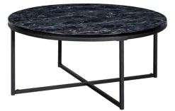 Couchtisch rund 80 cm Schwarz/ Marmor Optik Schwarz