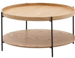 Couchtisch rund 78 cm Schwarz/ Eiche