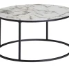 Couchtisch rund 80 cm Schwarz/ Marmor Optik Weiß
