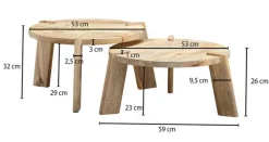 Couchtisch rund 2er Set Mango massiv