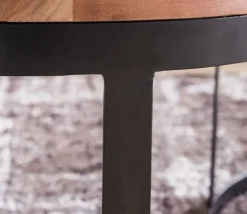 Couchtisch rund 2er Set Schwarz/ Akazie massiv