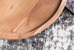 Couchtisch rund 2er Set Schwarz/ Akazie massiv