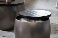 Couchtisch rund 2er Set Silberfarbig/ Schwarz