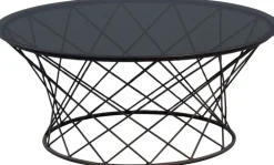 Couchtisch rund KATHI 80 cm in Metall Grau/Schwarz