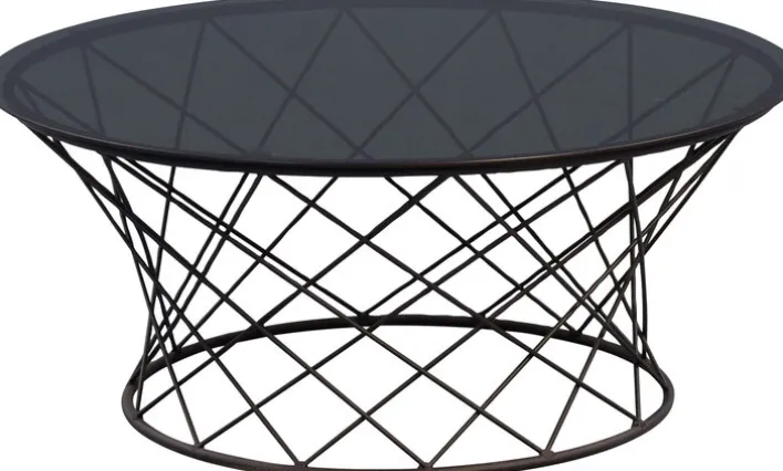 Couchtisch rund KATHI 80 cm in Metall Grau/Schwarz