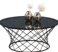 Couchtisch rund KATHI 80 cm in Metall Grau/Schwarz