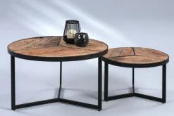 Couchtisch rund SINGAPUR 2er Set braunschwarz