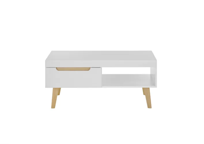 Couchtisch SVANTE 107x67 cm Weiß matt / Scandi Oak Dekor